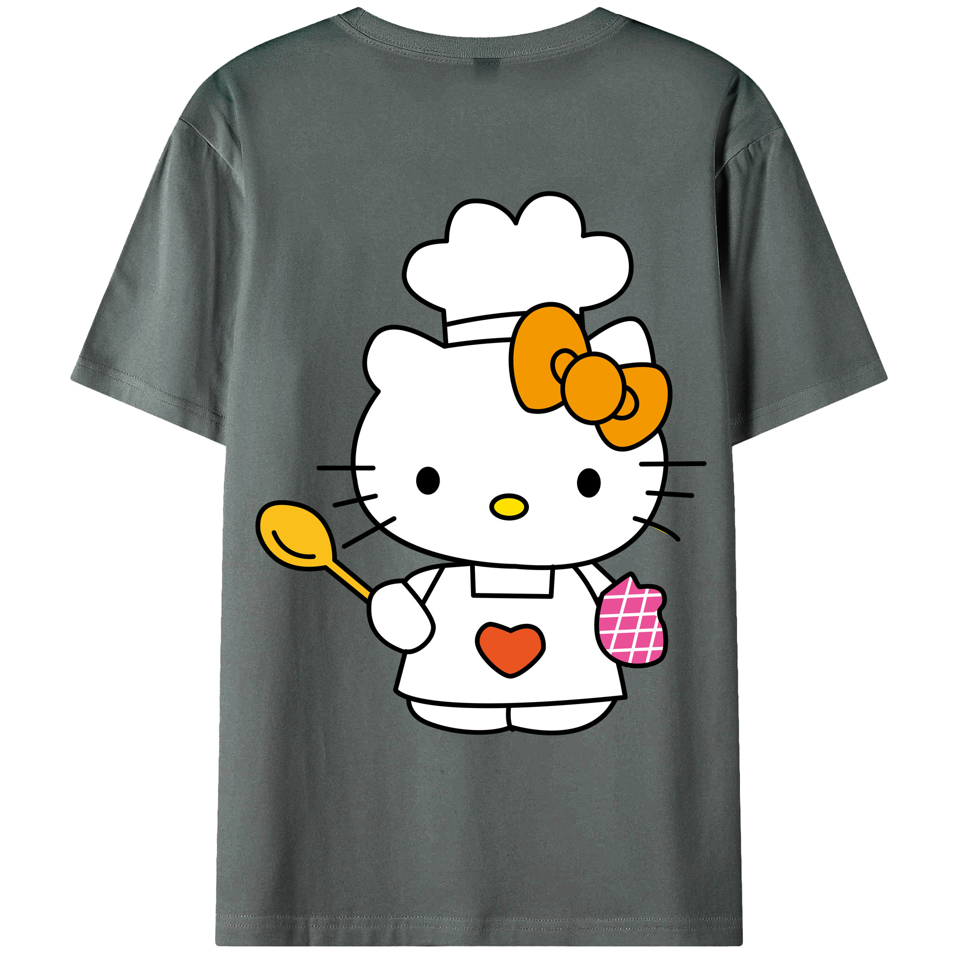 （画像用） Hello Kitty ハローキティ 綿100％ メンズ半袖Tシャツ（バックプリント） 通気性